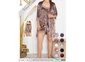 Велюрова піжама з шортами та халатиком. Nicoletta-foto2