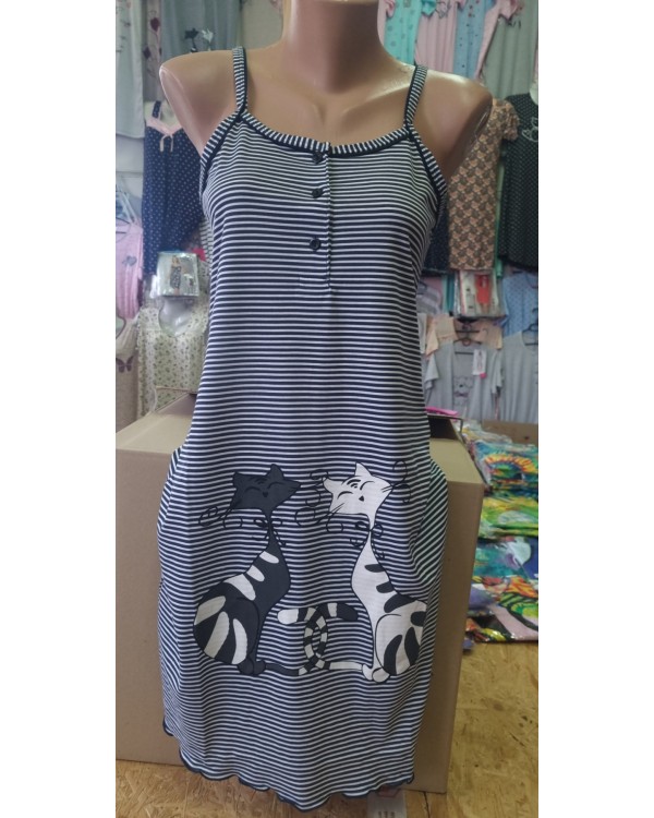 Бавовняна жіноча сорочка на бретелях