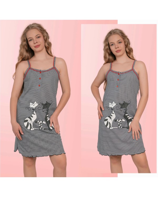 Бавовняна жіноча сорочка на бретелях