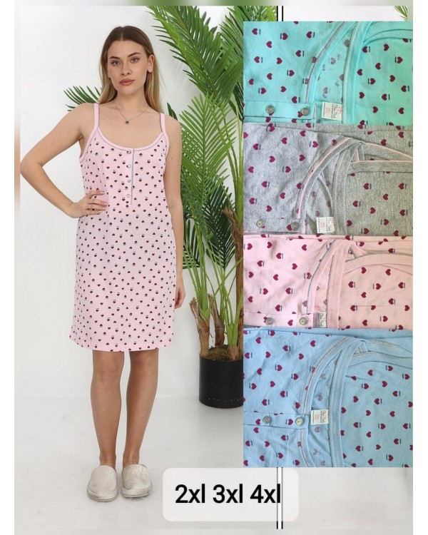 ночная сорочка на бретелях больших размеров ММ68