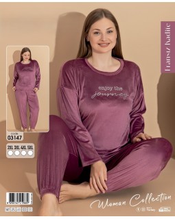 Жіноча велюрова піжама великих розмірів Boyraz 03147