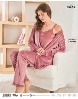 Жіноча велюрова піжама-трійка Pijamoni 5547-7
