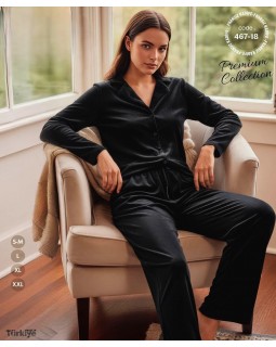 Жіноча велюрова піжама на гудзиках LANA 467-18