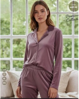 Жіноча велюрова піжама на гудзиках LANA 467-10