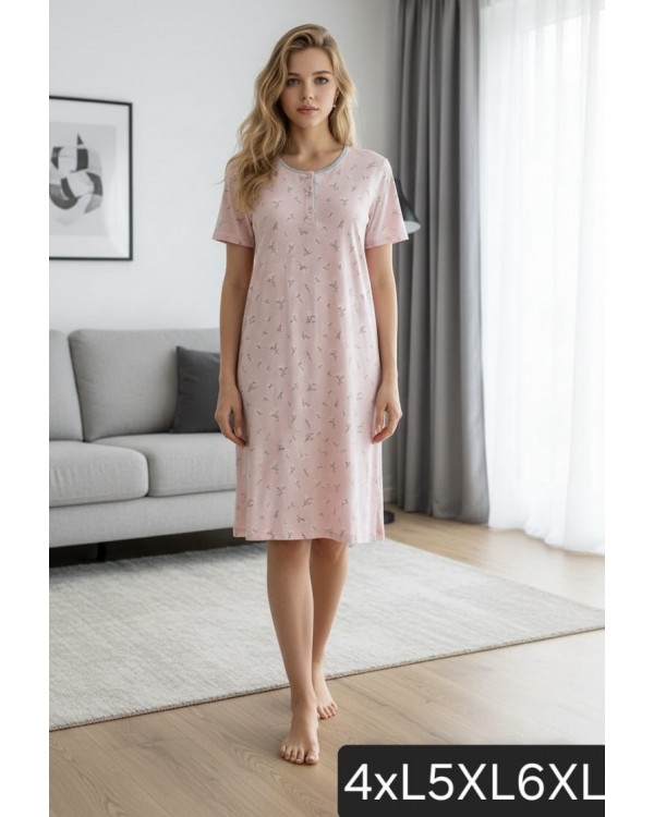 Хлопковая женская ночная сорочка больших размеров ММ78