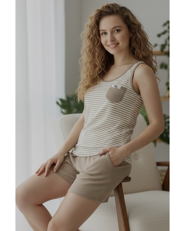 піжама з шортами в рубчик. Nicoletta 45037