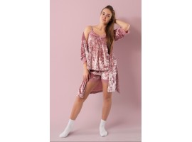 Велюрова піжама з шортами та халатиком. Nicoletta-foto3